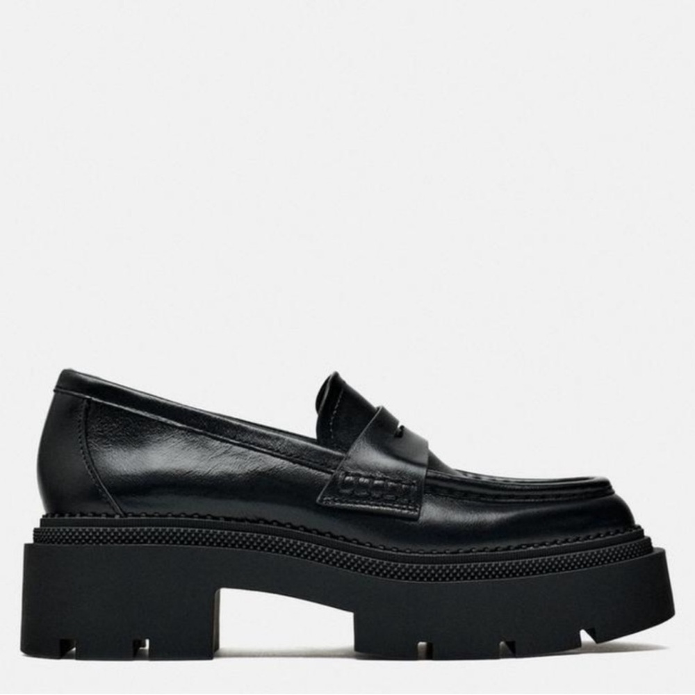 Zara Chunky Black Loafers